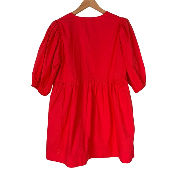 Band of the free boutique puff sleeve red mini dress, bow front, Large - Picture 4 of 10